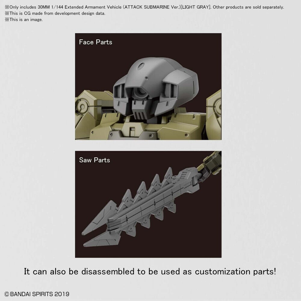 Bandai 30MM 1/144 Extended Armament Vehicle (Attack Submarine Ver.)[Light Gray]