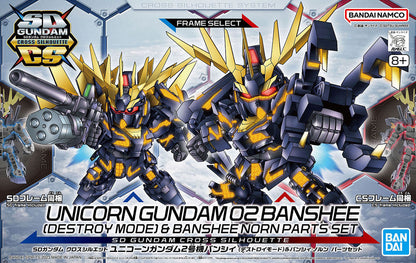 Bandai SD Gundam Cross Silhouette Unicorn Gundam 02 Banshee Destroy Mode and Norn Parts Set